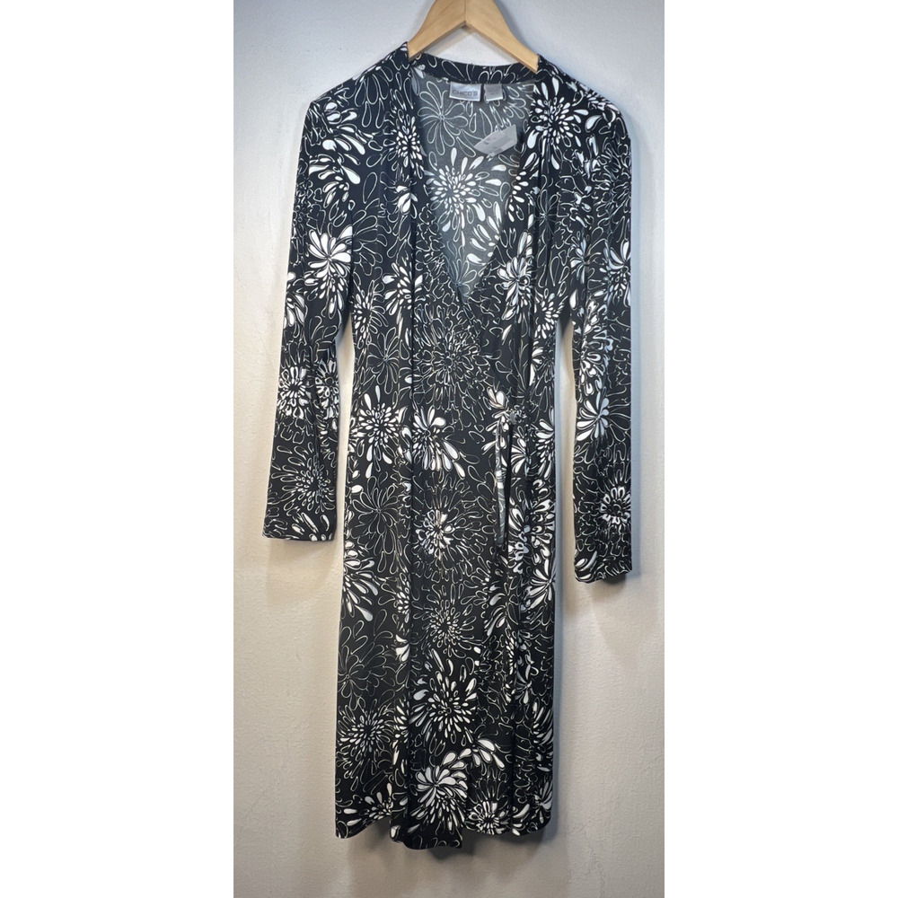 Chico's 2 chicos large Dress Animal daisy floral print V Neck Stretch wrap NWT